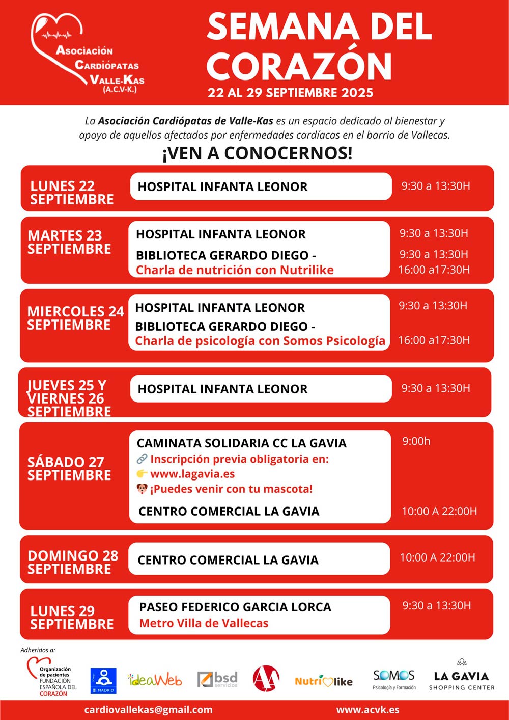 Semana del Corazón 2025 en Vallecas: programa y sedes